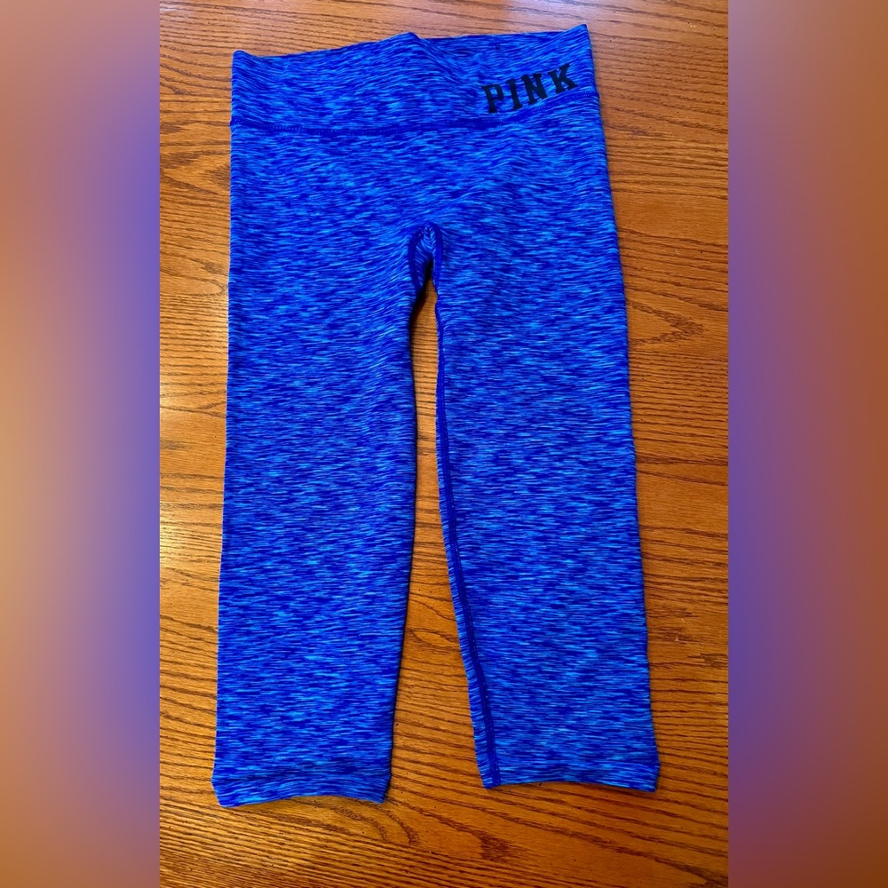 PINK Victoria's Secret Yoga Leggings Women Small Blue Excellent Space Dye Capri